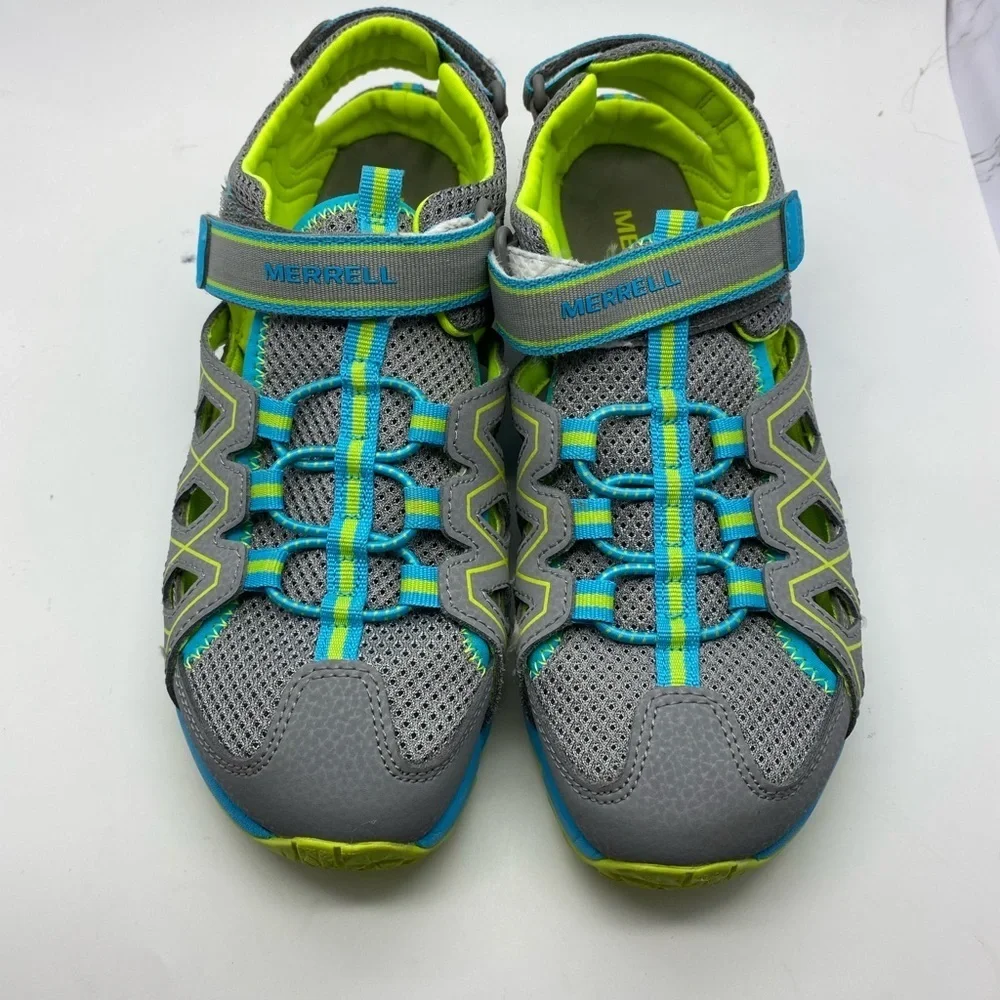 Merrell Hydro Quench Grey/Turquoise Leather/Mesh Outdoor Shoes Youth Kids US 5 M